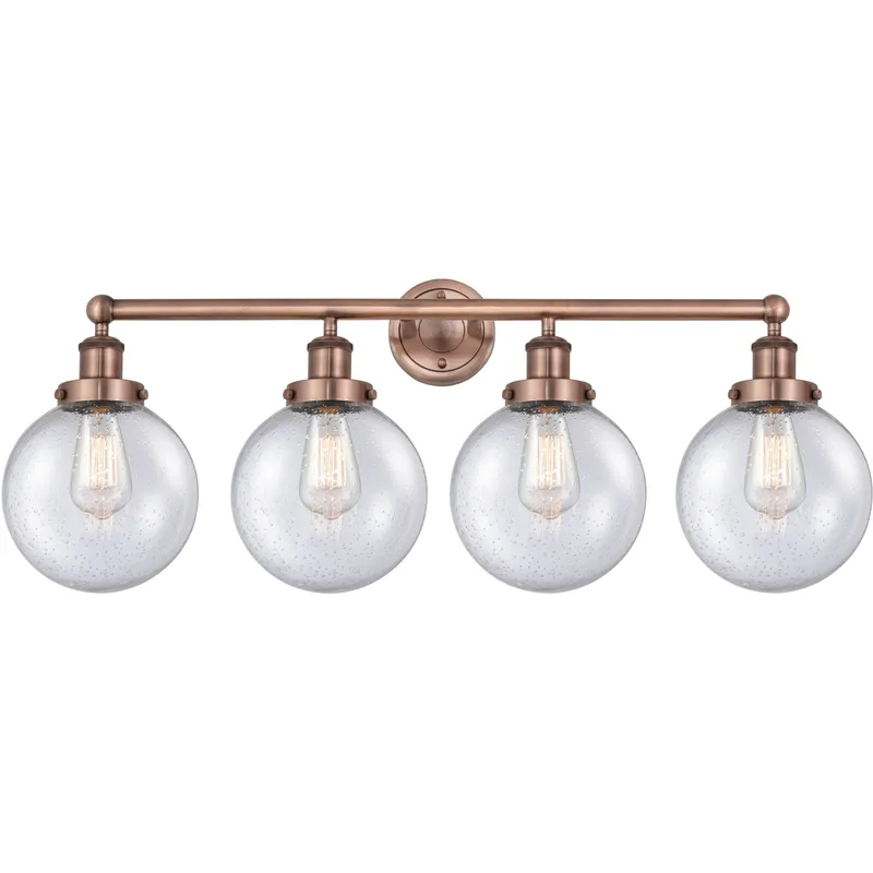 Beacon 4 Light 33.5 inch Antique Copper Bath Vanity Light Wall Light in Seedy