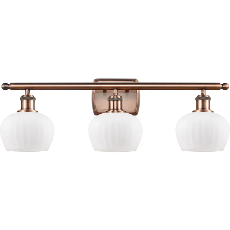 Ballston Fenton LED 26 inch Antique Copper Bath Vanity Light Wall Light in Matte White Glass, Ballston