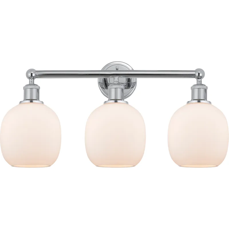 Edison Belfast 3 Light 24 inch Polished Chrome Bath Vanity Light Wall Light in Matte White Glass