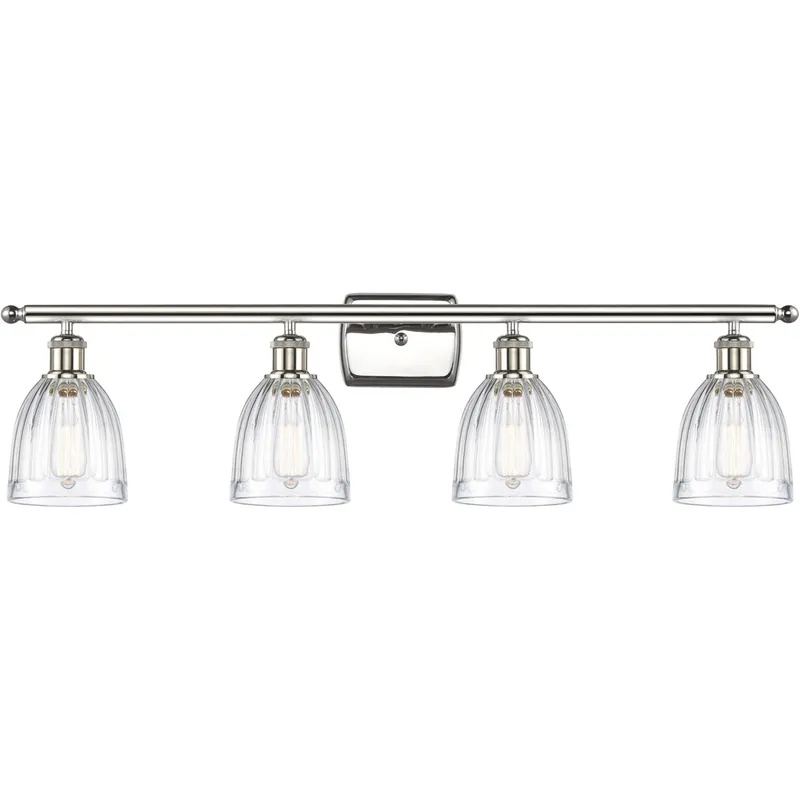 Ballston Brookfield 4 Light 36 inch Polished Nickel Bath Vanity Light Wall Light in Clear Glass, Ballston