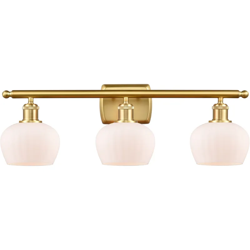 Ballston Fenton LED 26 inch Satin Gold Bath Vanity Light Wall Light in Matte White Glass, Ballston