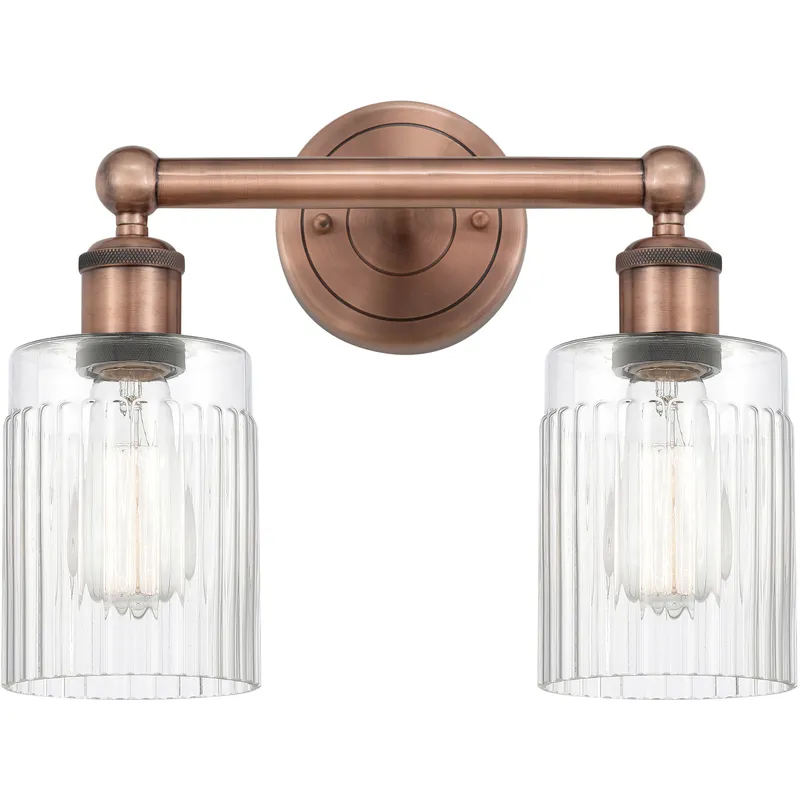 Hadley 2 Light 13.5 inch Antique Copper Bath Vanity Light Wall Light in Clear