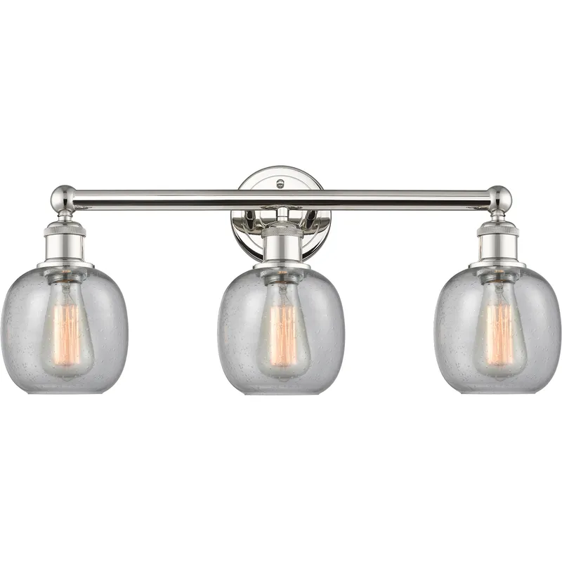 Belfast 3 Light 24 inch Polished Nickel Bath Vanity Light Wall Light in Seedy