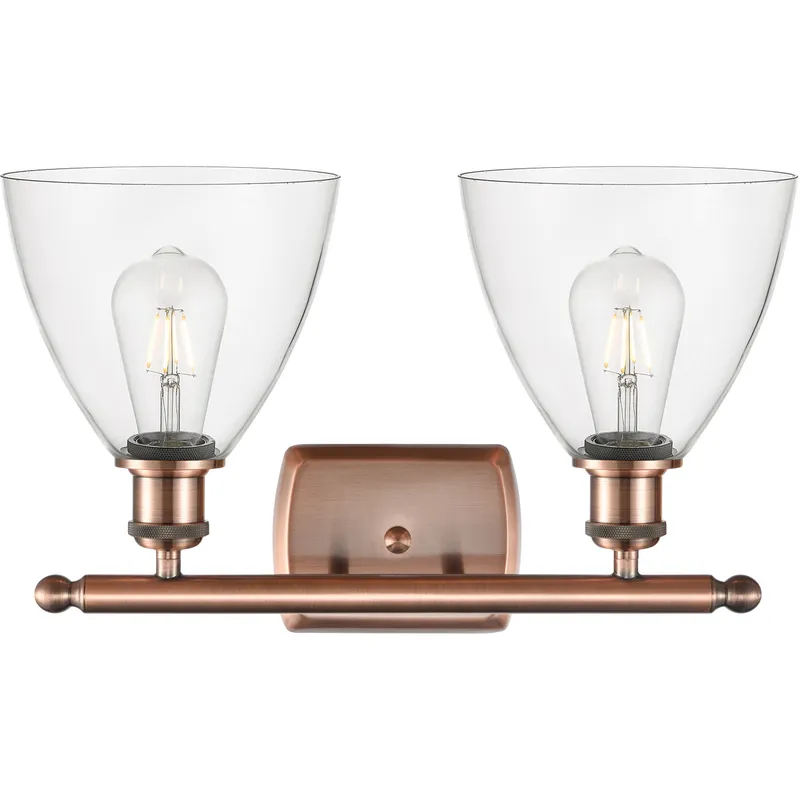 Ballston Ballston Dome LED 18 inch Antique Copper Bath Vanity Light Wall Light in Clear Glass