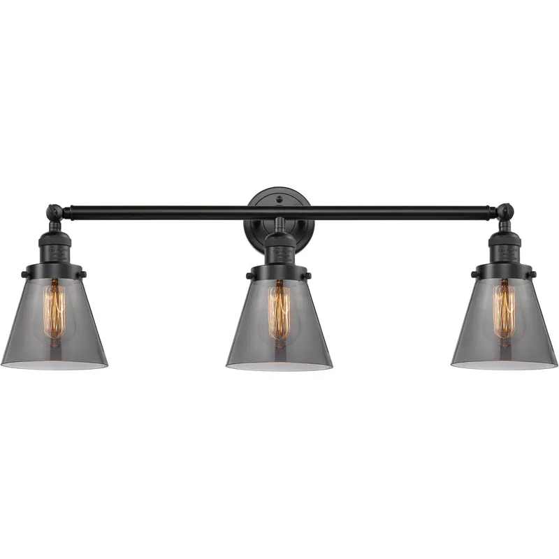 Franklin Restoration Small Cone LED 30 inch Oil Rubbed Bronze Bath Vanity Light Wall Light in Light Smoke Glass, Franklin Restoration