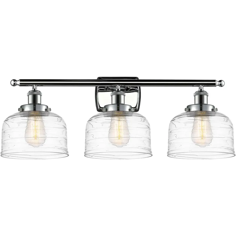 Ballston Bell LED 26 inch Polished Chrome Bath Vanity Light Wall Light in Clear Deco Swirl Glass