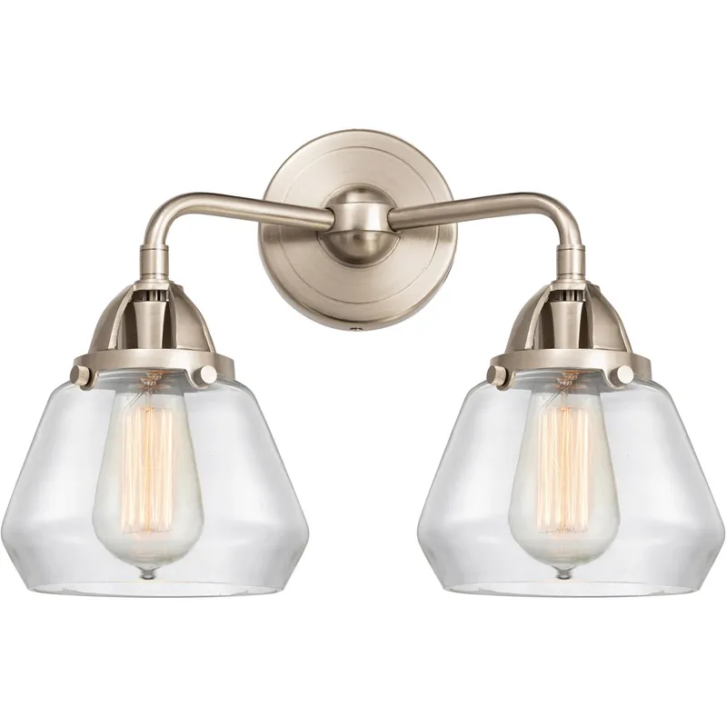Nouveau 2 Fulton LED 14.75 inch Brushed Satin Nickel Bath Vanity Light Wall Light in Clear Glass