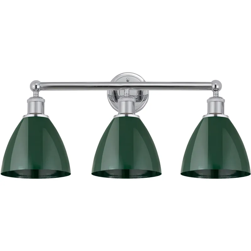Plymouth Dome 3 Light 25.5 inch Polished Chrome Bath Vanity Light Wall Light in Green