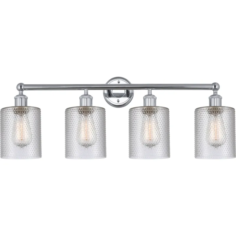 Edison Cobbleskill 4 Light 32 inch Polished Chrome Bath Vanity Light Wall Light in Clear Glass