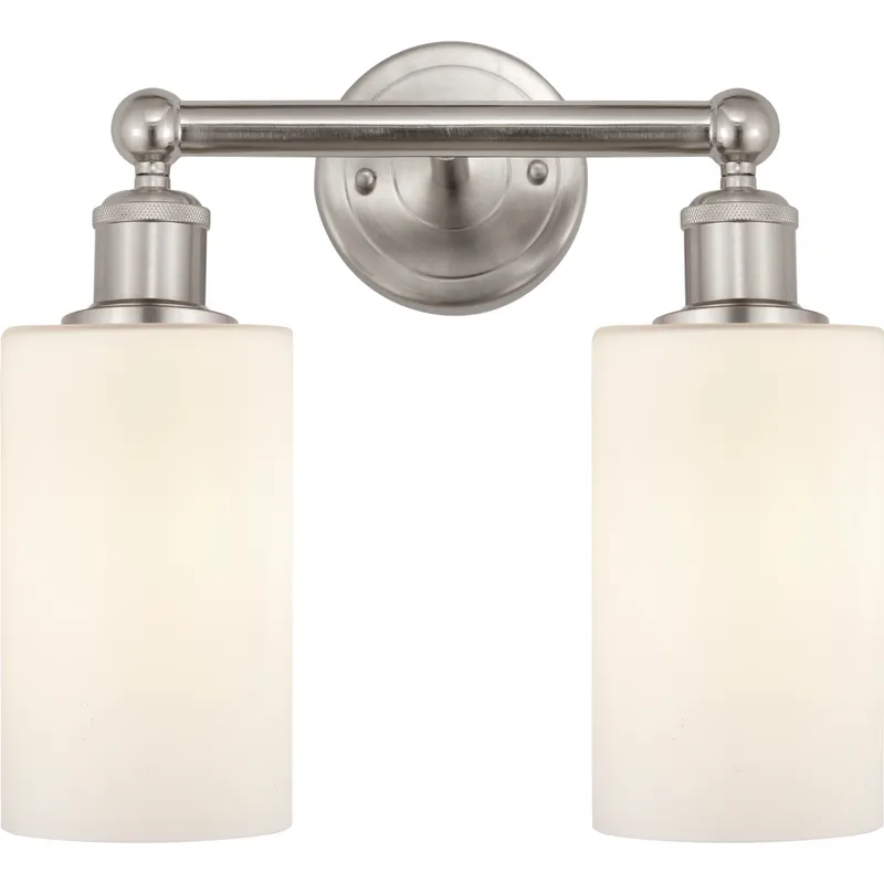 Edison Clymer 2 Light 13 inch Brushed Satin Nickel Bath Vanity Light Wall Light in Matte White Glass