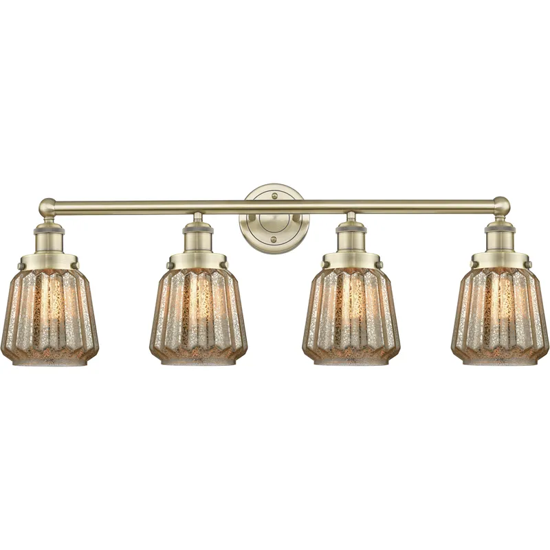 Chatham 4 Light 33.5 inch Antique Brass Bath Vanity Light Wall Light in Mercury