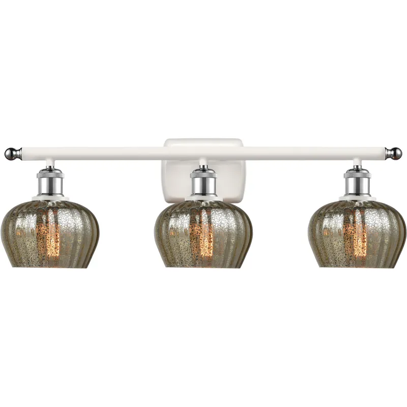 Ballston Fenton LED 26 inch White and Polished Chrome Bath Vanity Light Wall Light in Mercury Glass, Ballston