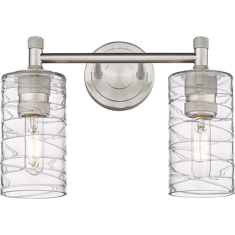 Downtown Urban Crown Point 2 Light 13.88 inch Satin Nickel Bath Vanity Light Wall Light in Deco Swirl