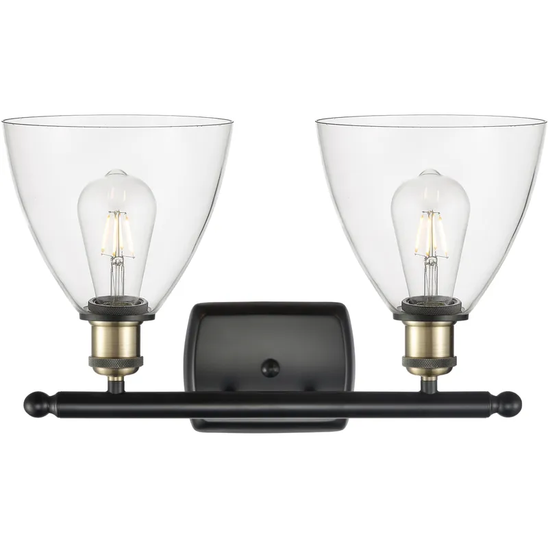Ballston Ballston Dome LED 18 inch Black Antique Brass Bath Vanity Light Wall Light in Clear Glass