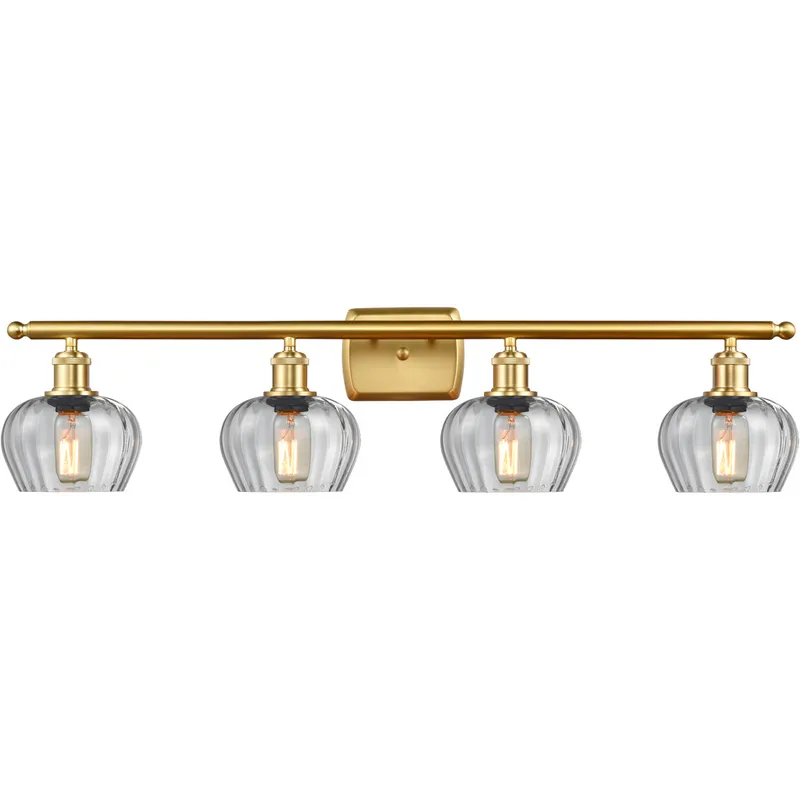Ballston Fenton 4 Light 36 inch Satin Gold Bath Vanity Light Wall Light in Clear Glass, Ballston