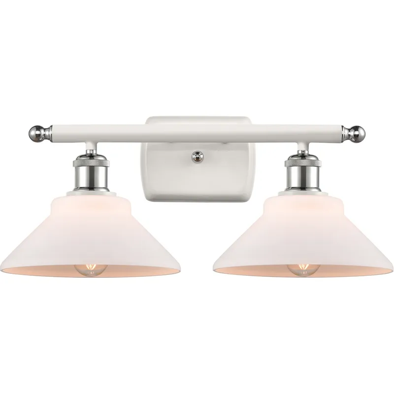 Ballston Orwell 2 Light 18 inch White and Polished Chrome Bath Vanity Light Wall Light in Matte White Glass, Ballston