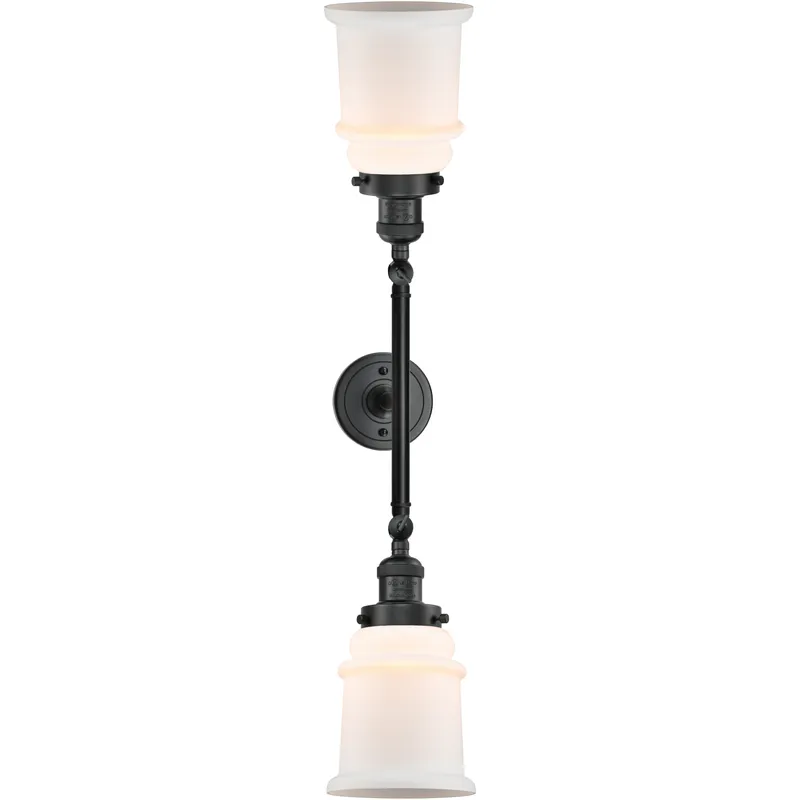 Franklin Restoration Canton 2 Light 17 inch Matte Black Bath Vanity Light Wall Light in Matte White Glass, Franklin Restoration