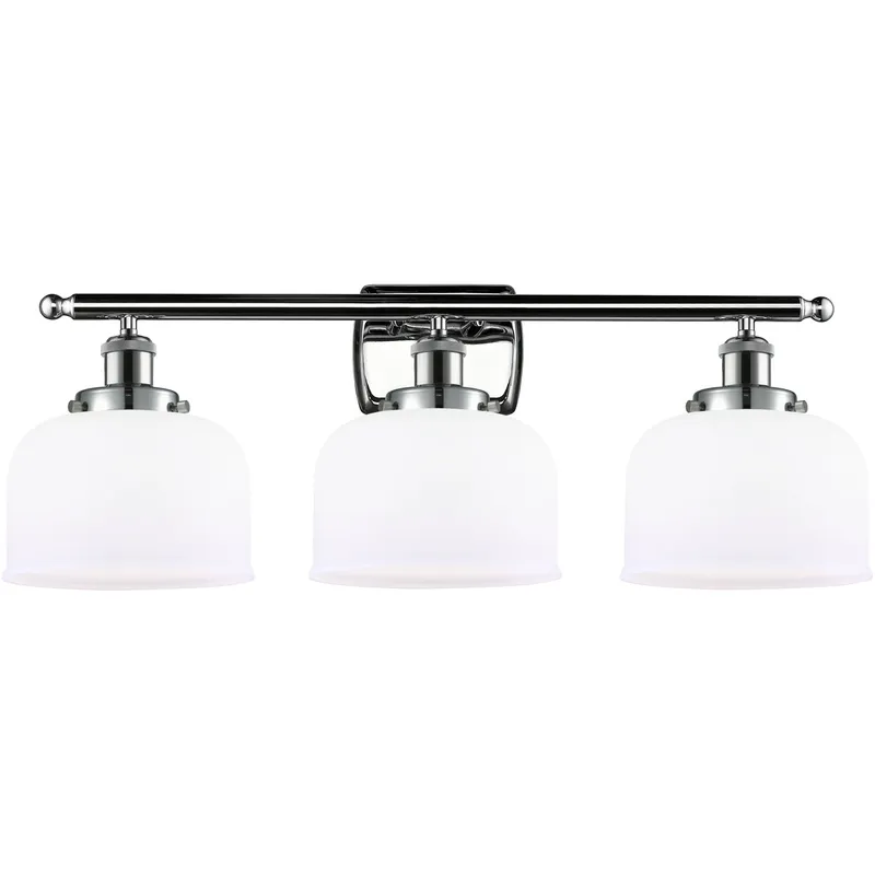 Ballston Large Bell LED 26 inch Polished Chrome Bath Vanity Light Wall Light in Matte White Glass, Ballston