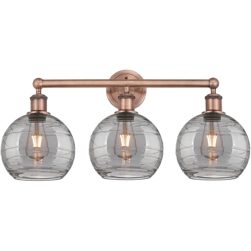 Edison Athens Deco Swirl 3 Light 26 inch Antique Copper Bath Vanity Light Wall Light