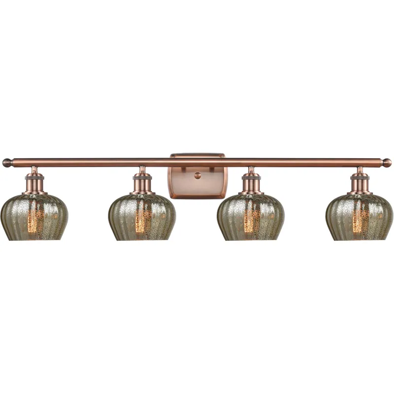 Ballston Fenton LED 36 inch Antique Copper Bath Vanity Light Wall Light in Mercury Glass, Ballston