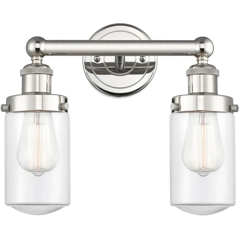 Dover 2 Light 15.5 inch Polished Nickel Bath Vanity Light Wall Light in Clear