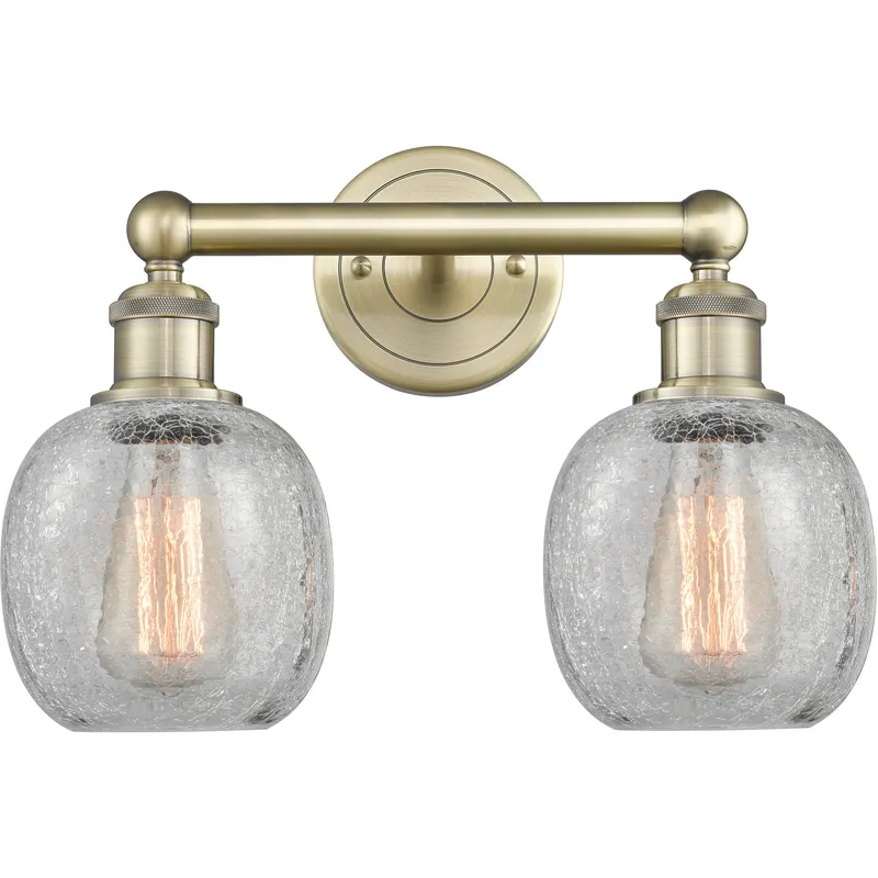 Belfast 2 Light 15 inch Antique Brass Bath Vanity Light Wall Light in Clear Crackle