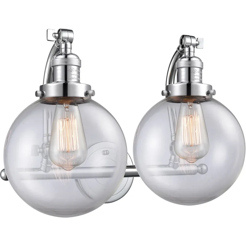 Franklin Restoration Large Beacon LED 18 inch Polished Chrome Bath Vanity Light Wall Light in Clear Glass, Franklin Restoration