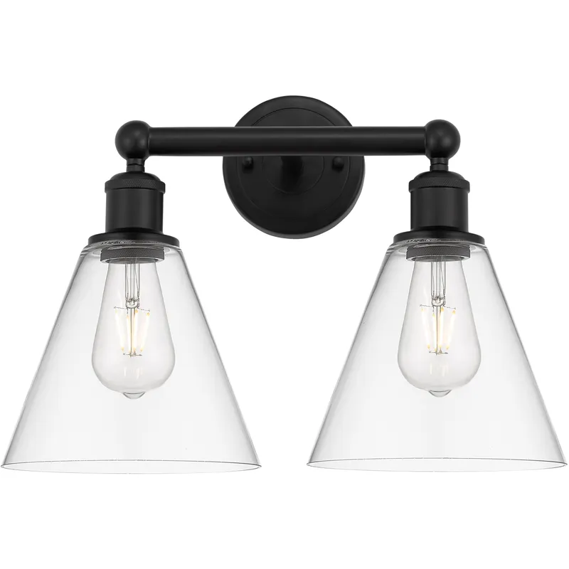 Berkshire 2 Light 17 inch Matte Black Bath Vanity Light Wall Light in Clear