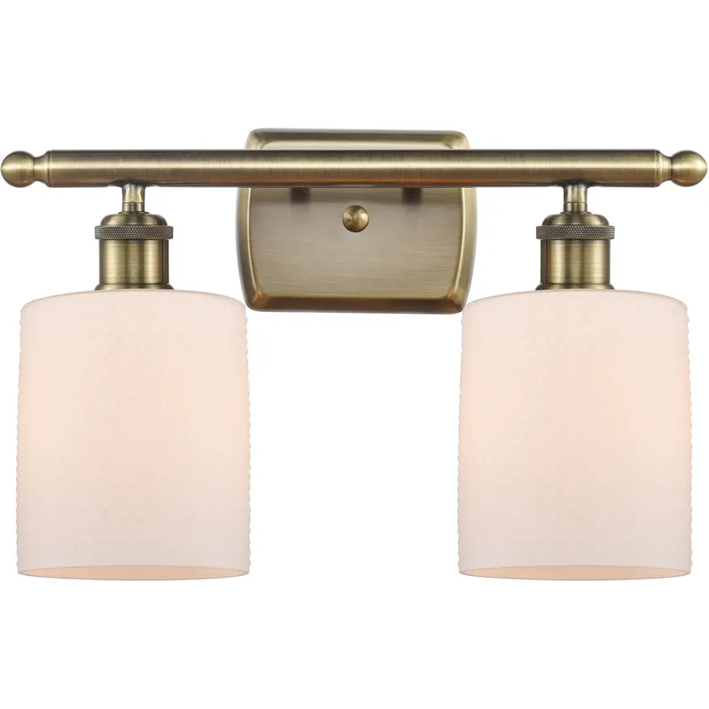 Ballston Cobbleskill LED 16 inch Antique Brass Bath Vanity Light Wall Light in Matte White Glass, Ballston