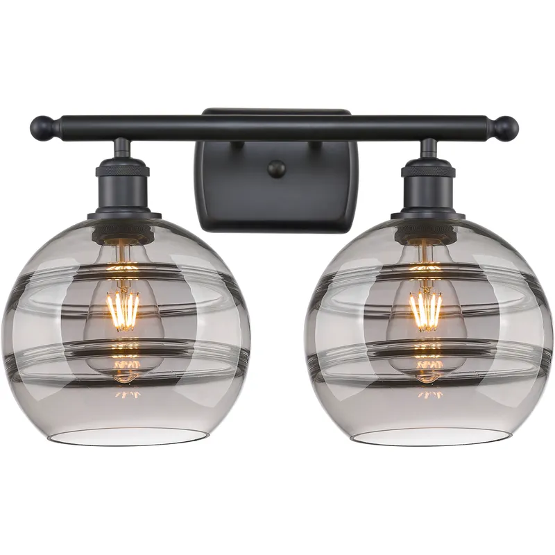 Ballston Rochester 2 Light 18 inch Matte Black Bath Vanity Light Wall Light