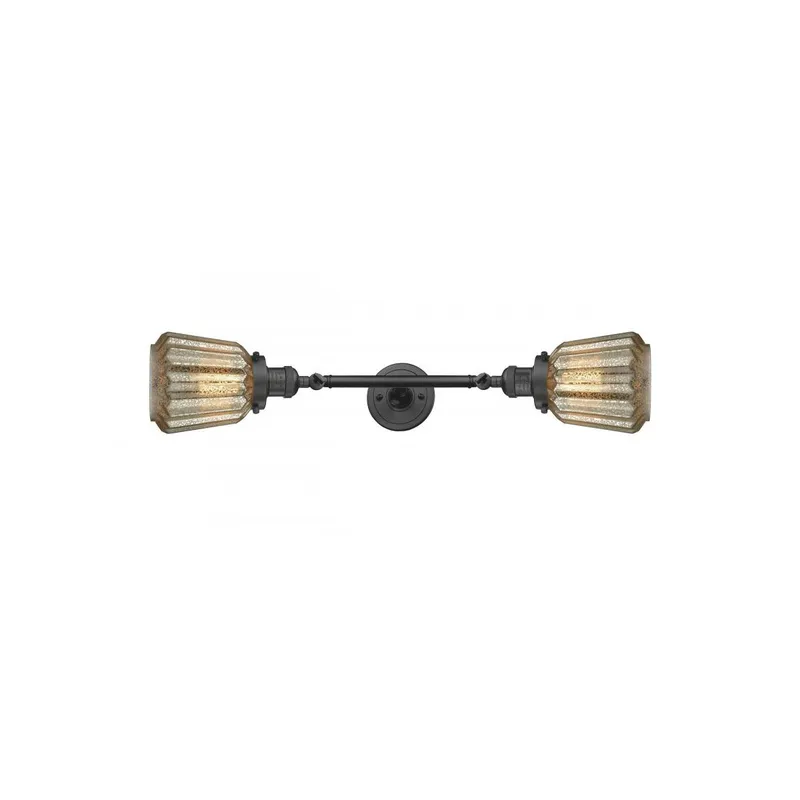 Franklin Restoration Chatham 2 Light 6 inch Oil Rubbed Bronze Bath Vanity Light Wall Light in Mercury Glass, Franklin Restoration
