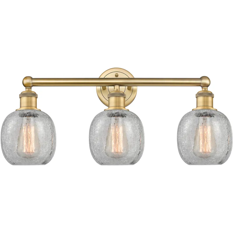 Belfast 3 Light 24 inch Brushed Brass Bath Vanity Light Wall Light in Clear Crackle