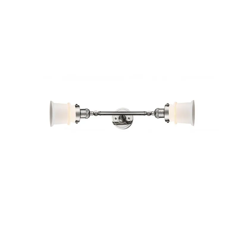 Franklin Restoration Small Canton 2 Light 6 inch Polished Nickel Bath Vanity Light Wall Light in Matte White Glass, Franklin Restoration