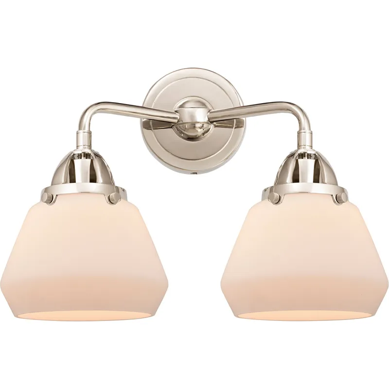 Nouveau 2 Fulton LED 14.75 inch Polished Nickel Bath Vanity Light Wall Light in Matte White Glass