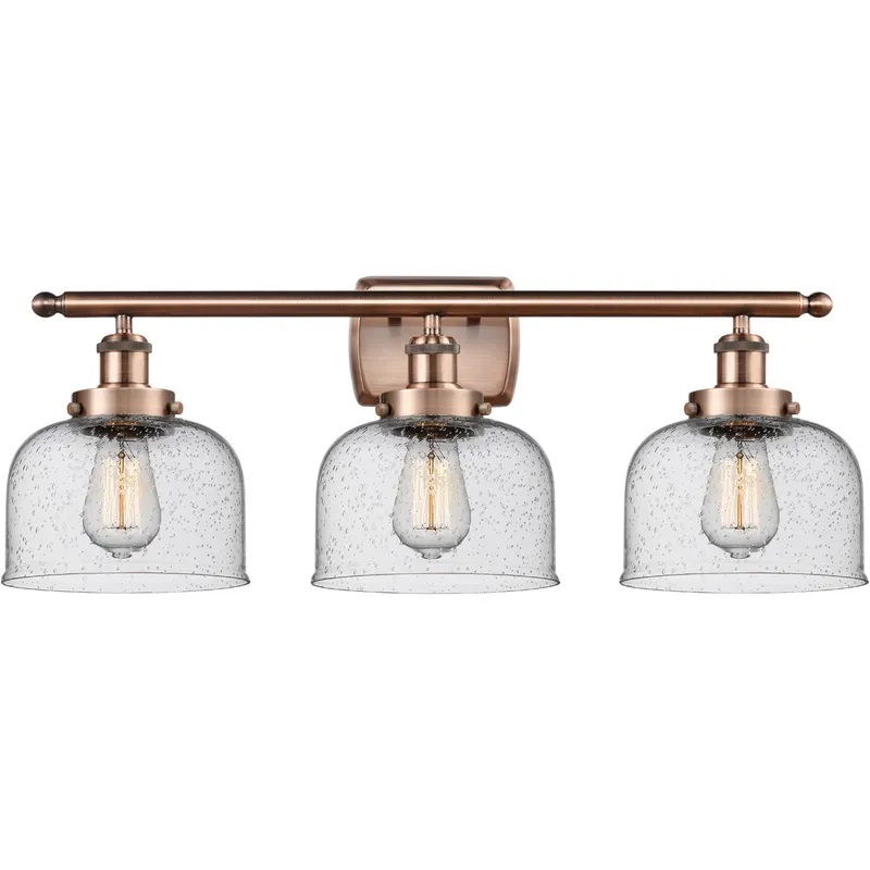 Ballston Large Bell LED 26 inch Antique Copper Bath Vanity Light Wall Light in Seedy Glass