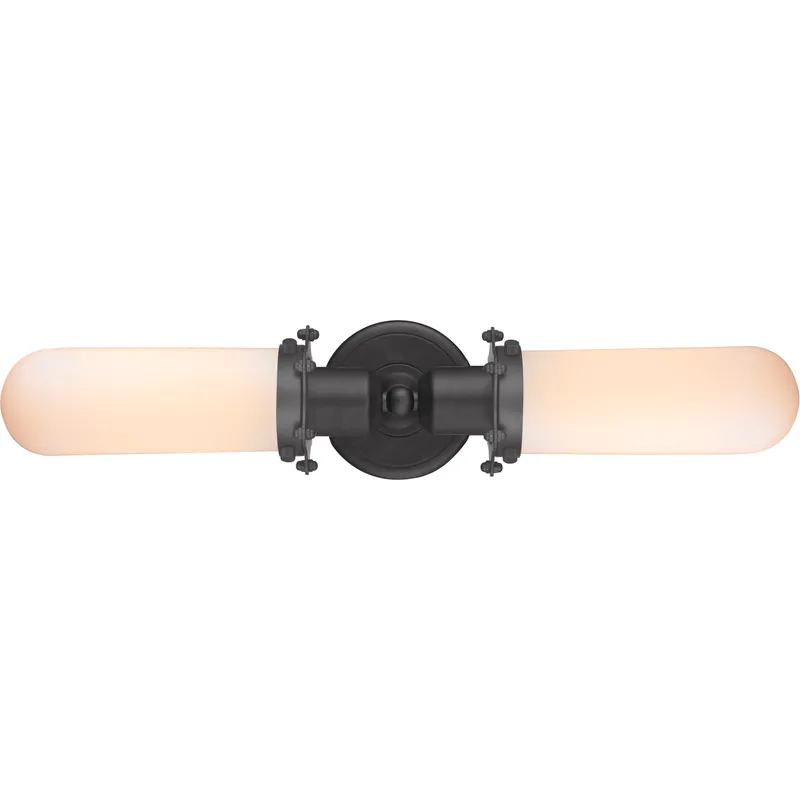 Austere Centri 2 Light 22 inch Matte Black Bath Vanity Light Wall Light in Bulb Not Included, Matte White Glass, Austere