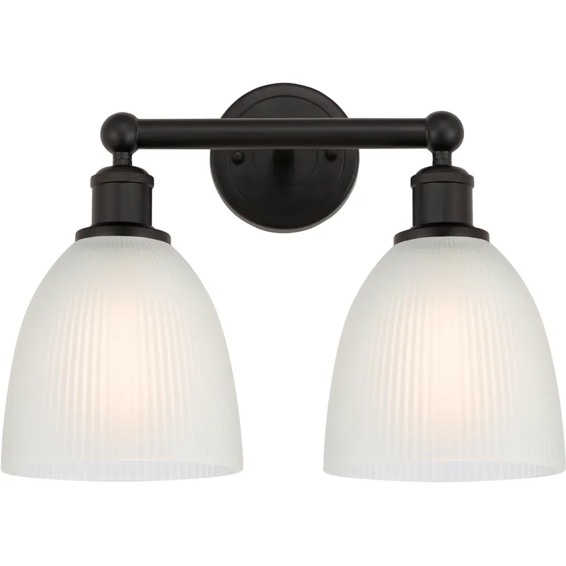 Edison Castile 2 Light 15 inch Oil Rubbed Bronze Bath Vanity Light Wall Light in White