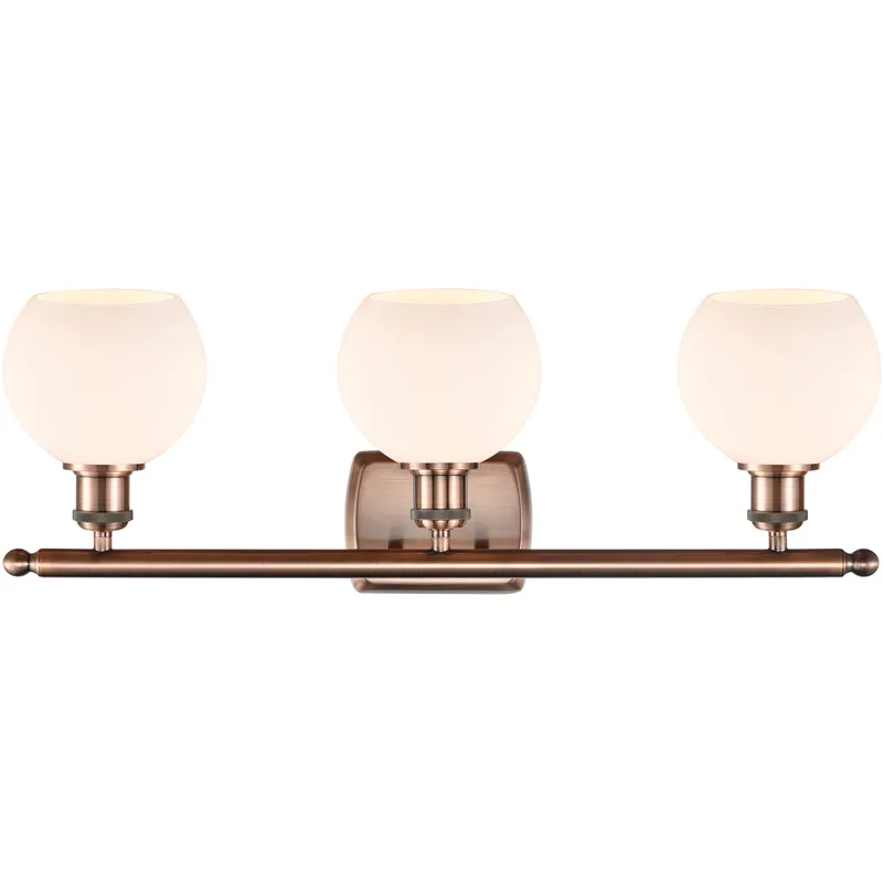 Ballston Athens LED 26 inch Antique Copper Bath Vanity Light Wall Light in Matte White Glass