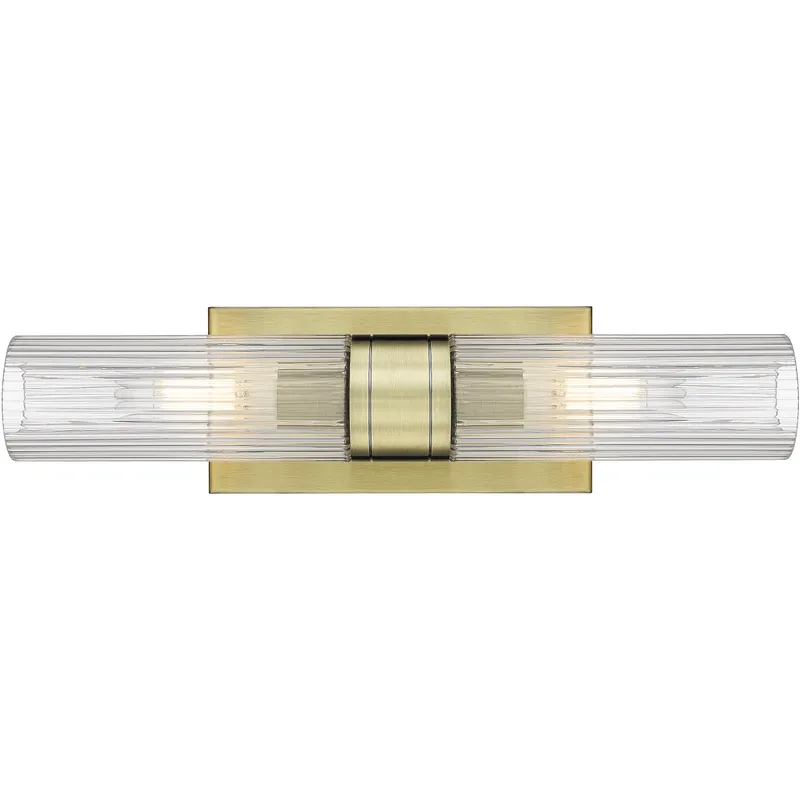 Ballston Urban 2 Light 18 inch Antique Brass Bath Vanity Light Wall Light in Striped Clear Glass