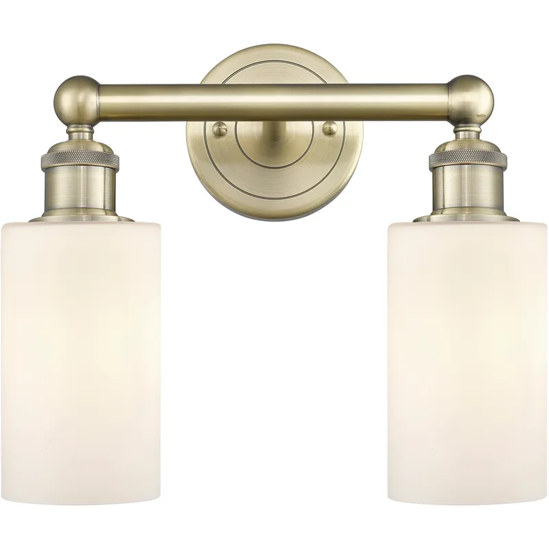 Clymer 2 Light 12.88 inch Antique Brass Bath Vanity Light Wall Light in Matte White
