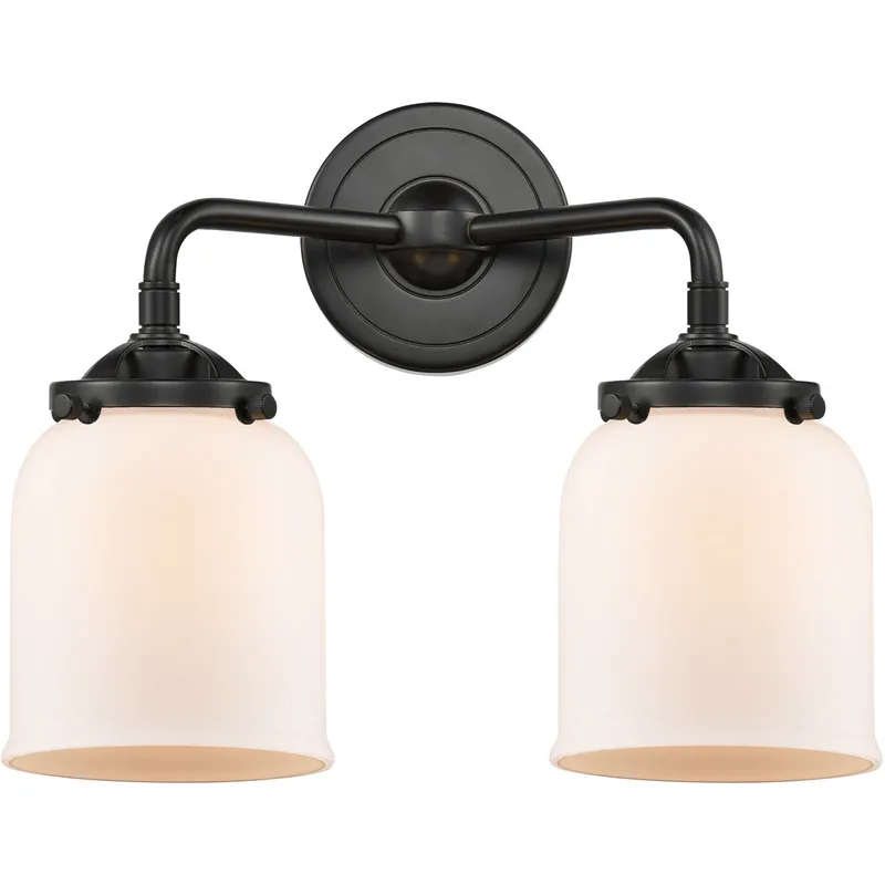 Nouveau Small Bell LED 13 inch Oil Rubbed Bronze Bath Vanity Light Wall Light in Matte White Glass, Nouveau
