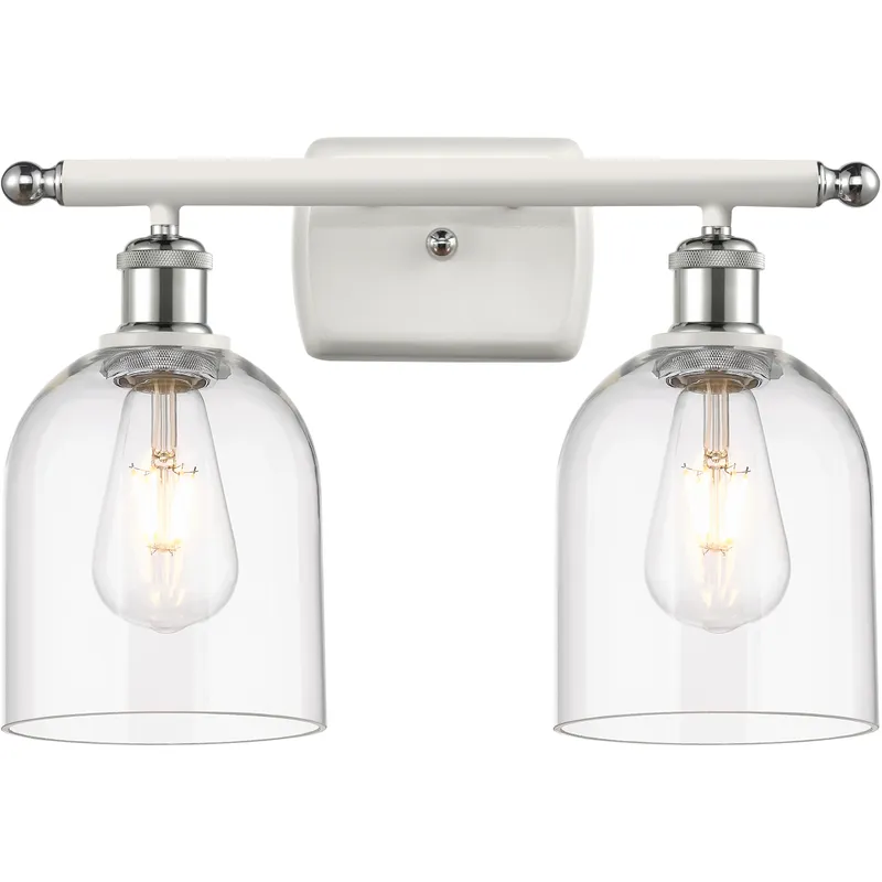Ballston Bella 2 Light 15.5 inch White Polished Chrome Bath Vanity Light Wall Light