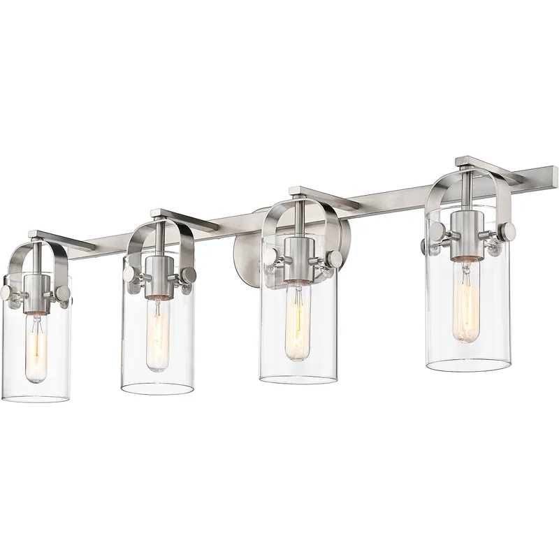 Pilaster 3 Light 34.88 inch Brushed Satin Nickel Bath Vanity Light Wall Light
