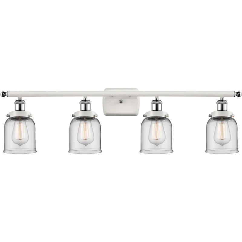 Ballston Small Bell LED 36 inch White and Polished Chrome Bath Vanity Light Wall Light in Clear Glass