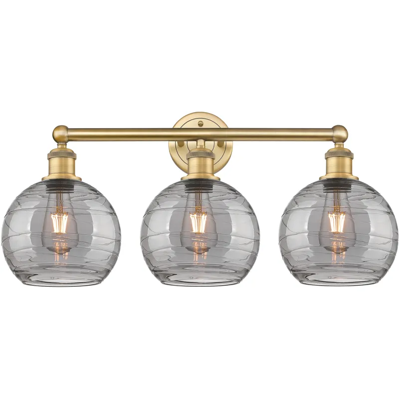Edison Athens Deco Swirl 3 Light 26 inch Brushed Brass Bath Vanity Light Wall Light