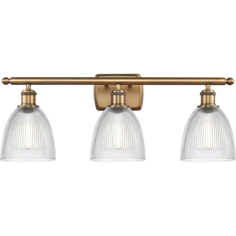 Ballston Castile 3 Light 26 inch Brushed Brass Bath Vanity Light Wall Light in Clear Glass, Ballston