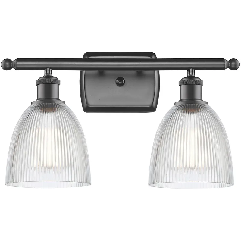 Ballston Castile 2 Light 16 inch Oil Rubbed Bronze Bath Vanity Light Wall Light in Clear Glass, Ballston