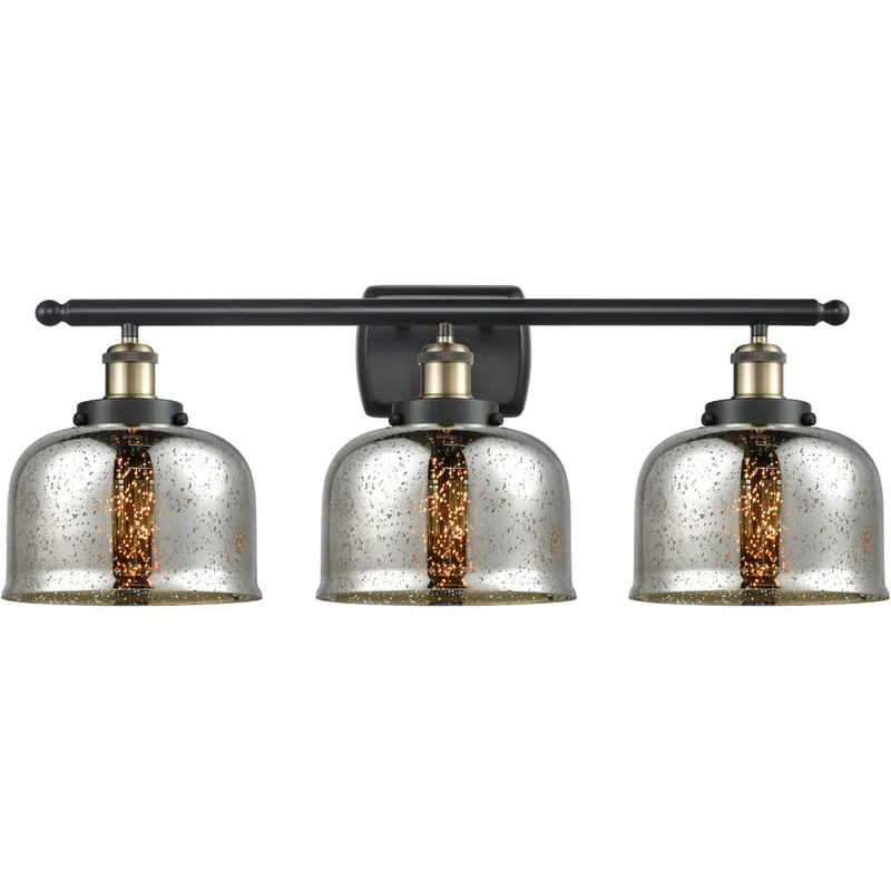 Ballston Bell LED 26 inch Black Antique Brass Bath Vanity Light Wall Light in Silver Plated Mercury Glass