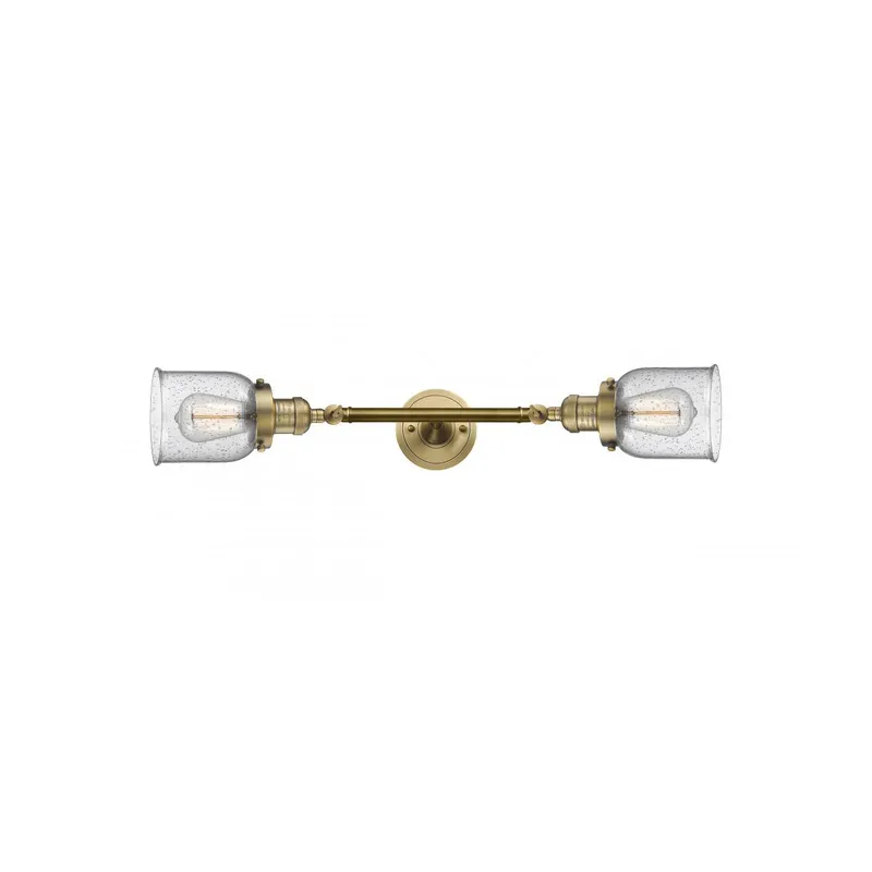 Franklin Restoration Small Bell LED 5 inch Brushed Brass Bath Vanity Light Wall Light in Seedy Glass, Franklin Restoration