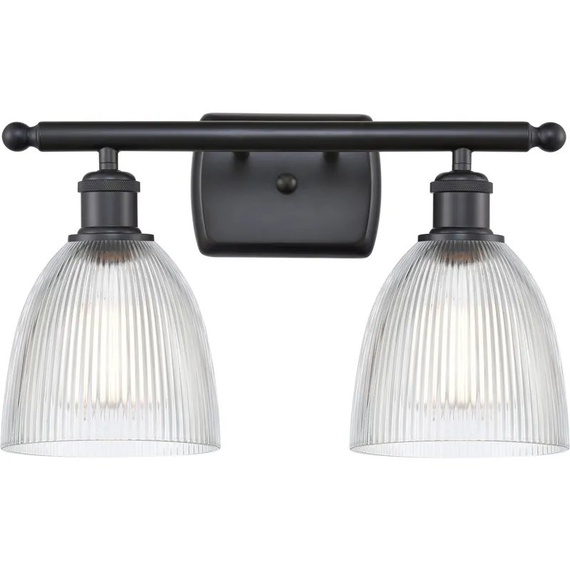 Ballston Castile 2 Light 16 inch Matte Black Bath Vanity Light Wall Light in Clear Glass, Ballston